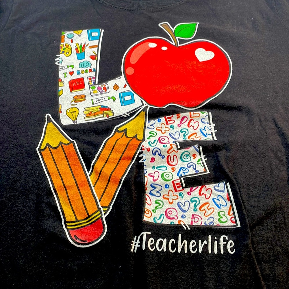 Womens tee shirt teacher life black large